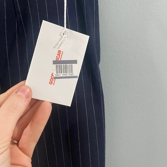 NWT Good American Women's Exec Straight Ankle Pants Black Pinstripe 6 - Picture 6 of 10